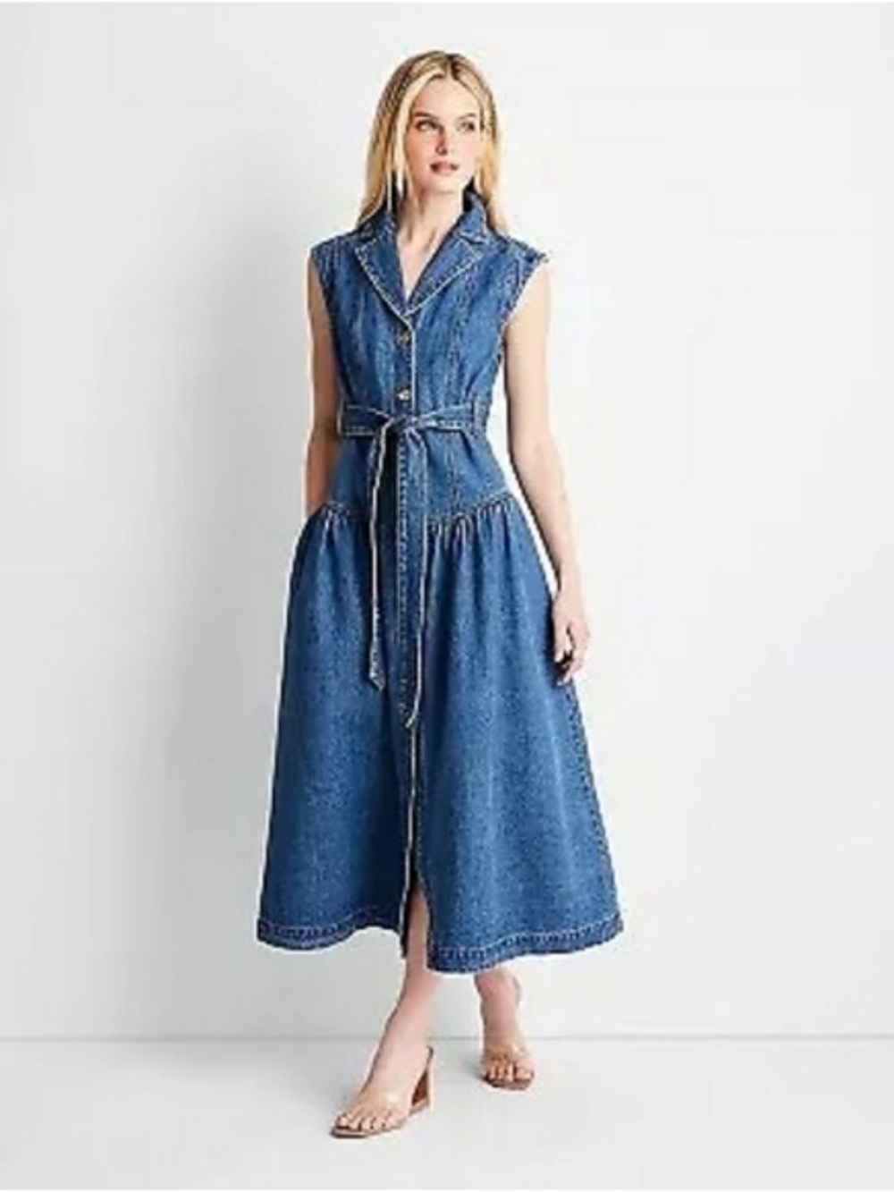 Future Collective by Jeneé Naylor Sleeveless Denim Maxi Dress - Blue - Picture 5 of 5
